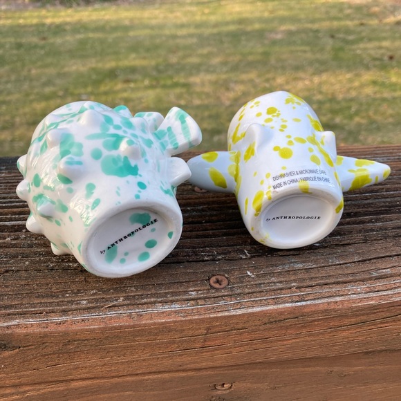 NWT Set of 2 Anthropologie Vita Shot Glasses Puffer Fish Shark Chartreuse Mint - Picture 8 of 16